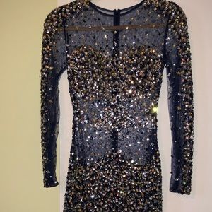 Blue rhinestone dress